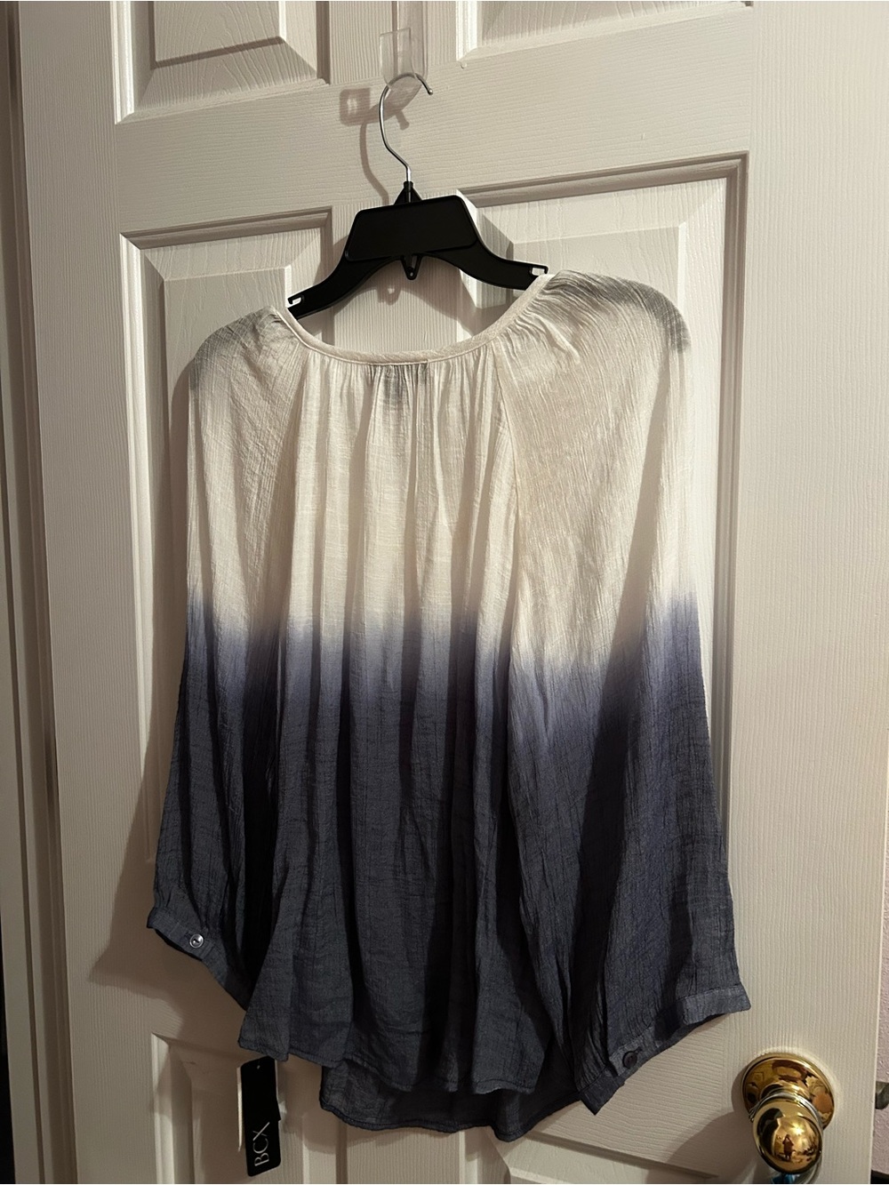 BCX White to Navy Ombre Peasant Blouse - Picture 2 of 4